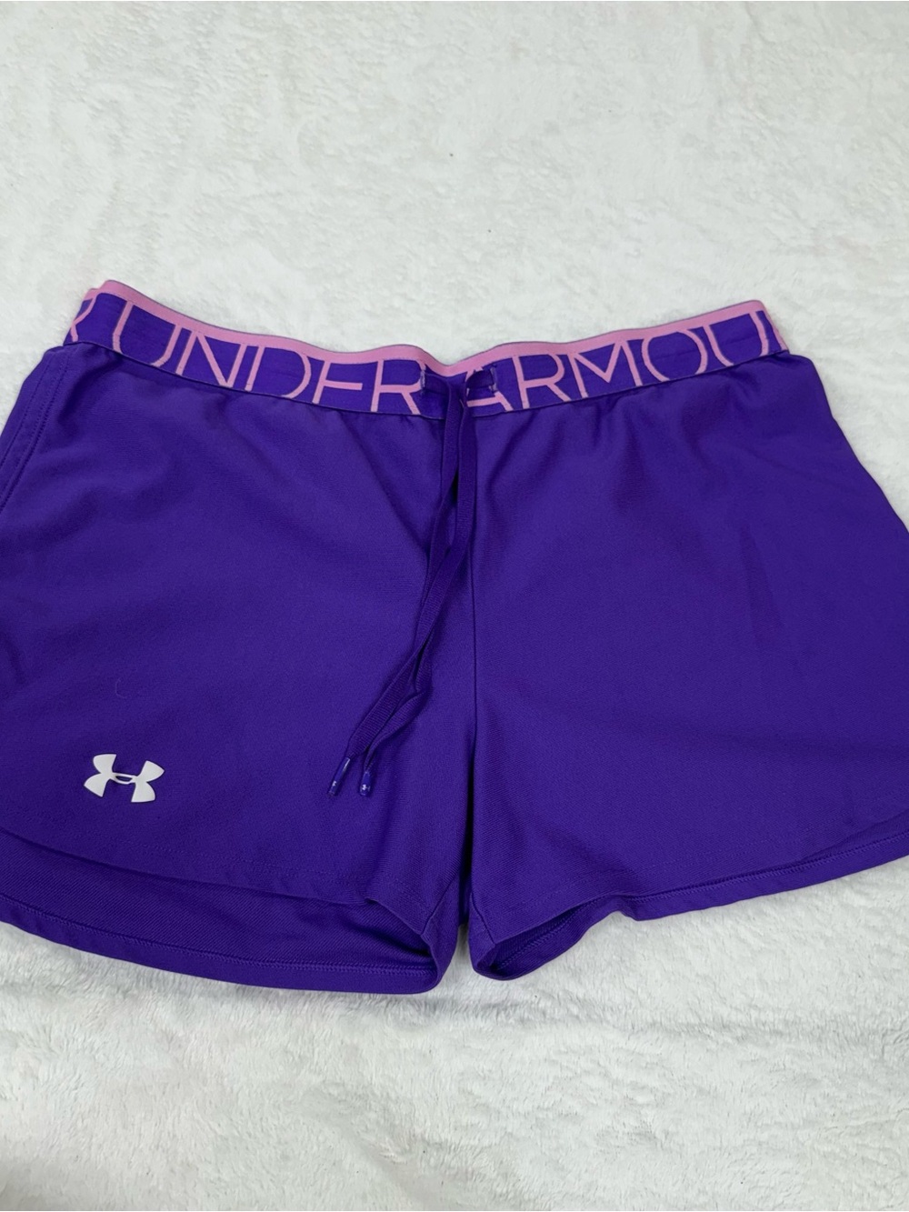 Under Armour Purple Women's Athletic Shorts with Pink Waistband